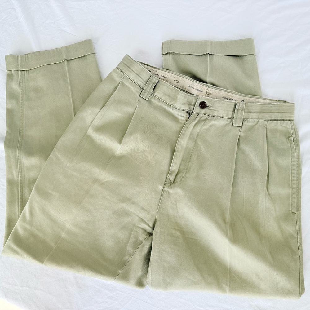 Vintage Tommy Bahama‎ Khaki Pants 33x28 Relaxed Pleated Miami Vice Map Lining